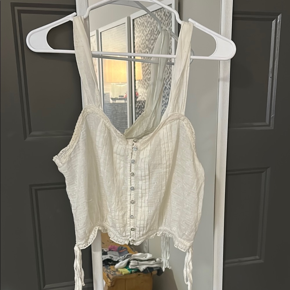 Cream Sleeveless Bustier Tank Top